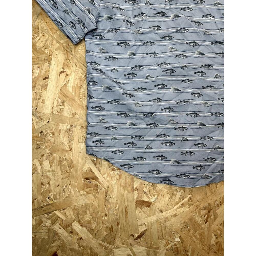 The American Outdoorsman Fishing Shirt Mens Large Blue Fish Print Short Sleeve - Picture 10 of 14